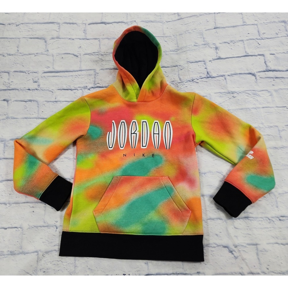 Nike Air Jordan Flight MVP Hoodie YOUTH M 10-12 Tie Dye Multicolor Jumpman